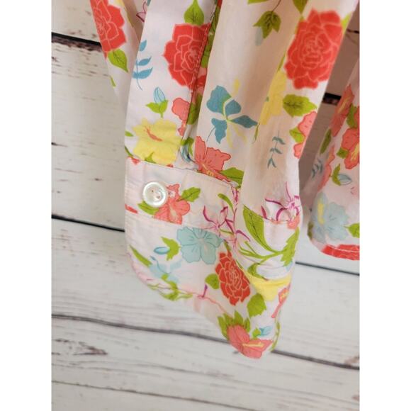 CJ Banks Orange Floral Print Sequin Long Sleeve Button Down Shirt Womens Size XL - Picture 8 of 11